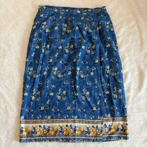 Sun River Floral Cotton Boho Midi Skirt Women's 2X Wrap Daisy roses Western Wear